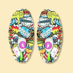 Chaussons d'eau motifs comics vu du dessus