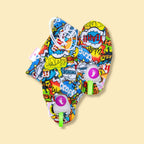 Chaussons d'eau motifs comics vu du dessus avec pochette