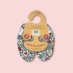 Chaussons d'eau motifs coeur vu du dessus avec cintre